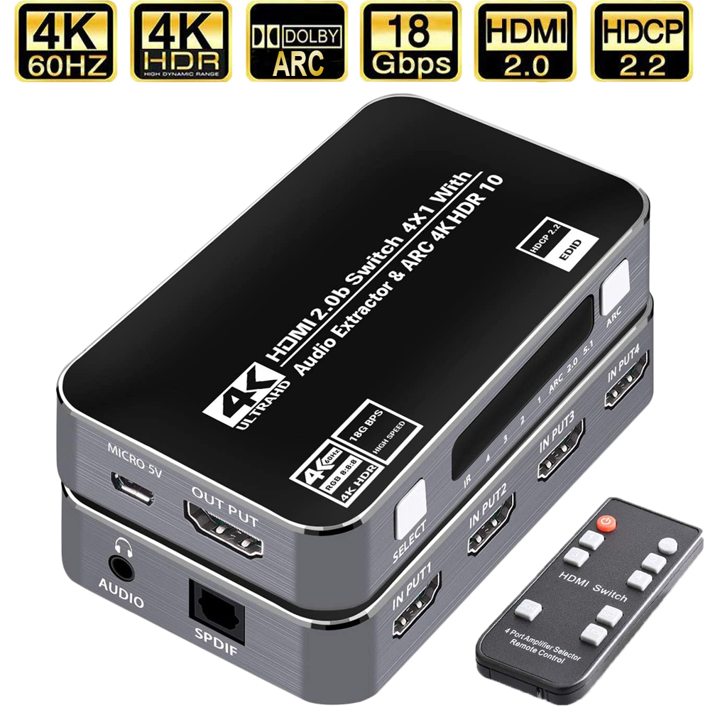 Earphone Splitter Jack - 60Hz 4K HDMI Switch HDR HDMI