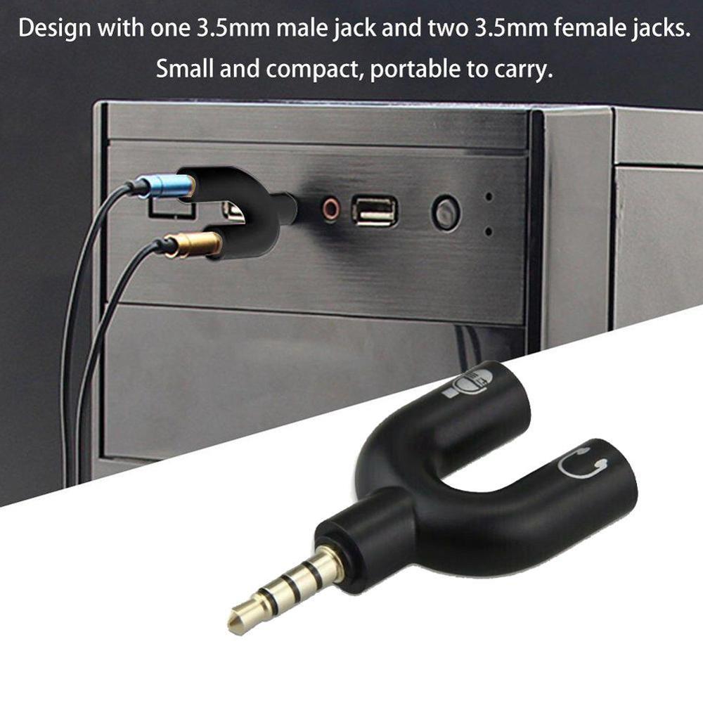 1PC Dual 3.5MM U Type Adapter  - Earphone Splitter Jack recension och pris