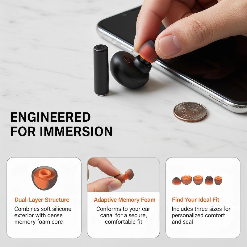 ❤️ 2PCS Memory Foam Earphones  - Earphone Foam Tip recension och pris